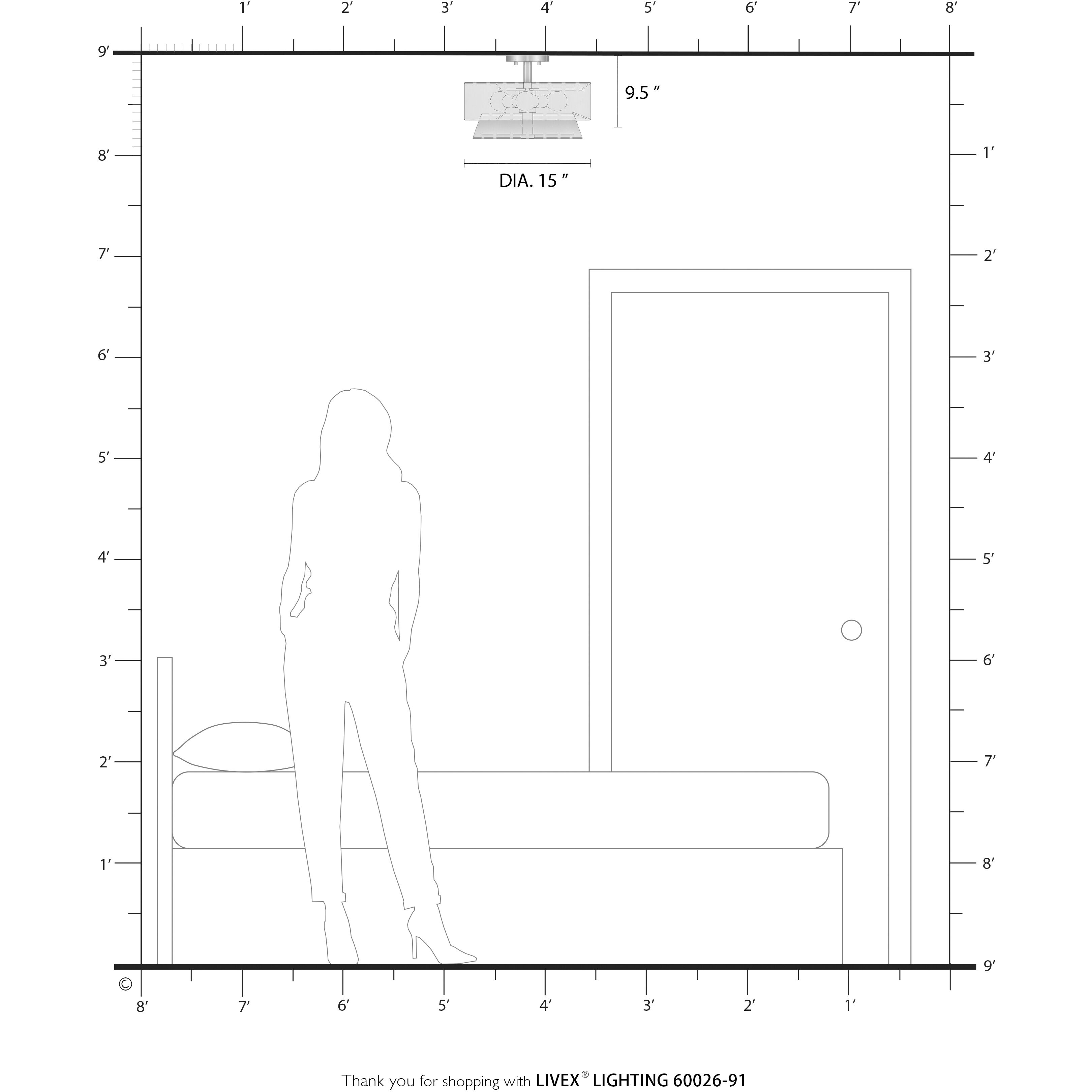 Fontana 3 Light 15 inch Brushed Nickel Semi-Flush Ceiling Light