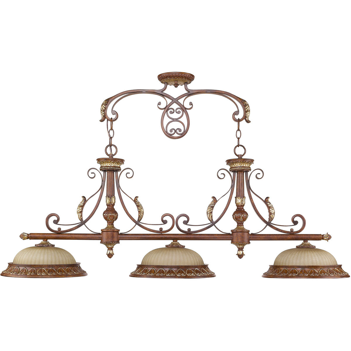 Villa Verona 3 Light 52 inch Verona Bronze with Aged Gold Leaf Accents Island Ceiling Light