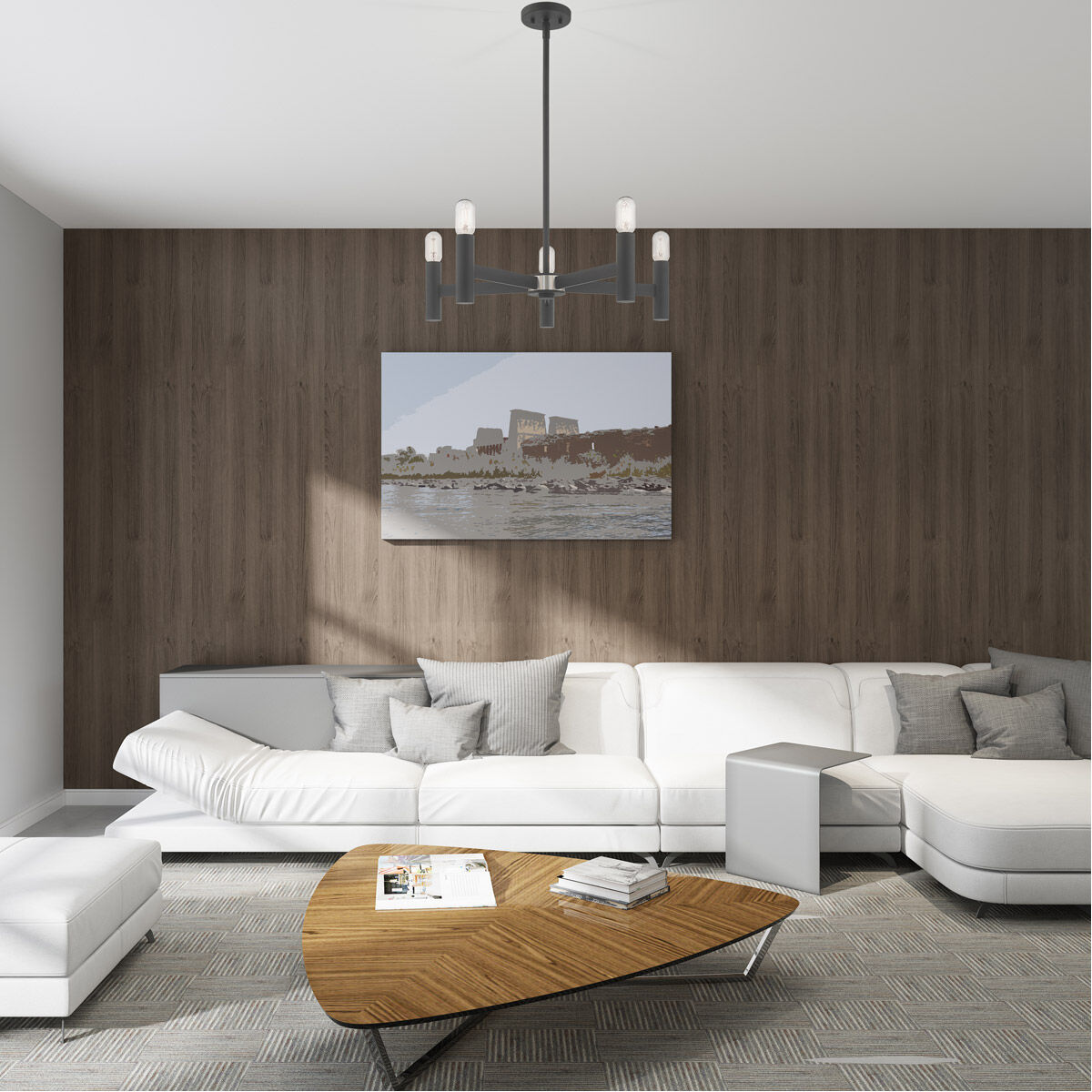 Copenhagen 5 Light 25 inch Scandinavian Gray Chandelier Ceiling Light