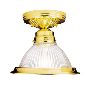 Home Basics 1 Light 8 inch Polished Brass Semi-Flush Mount Ceiling Light