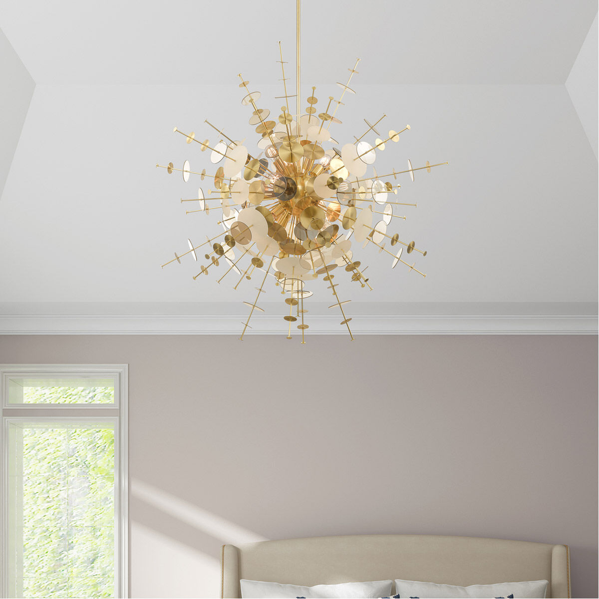 Circulo 12 Light 50 inch Satin Brass Grand Foyer Pendant Chandelier Ceiling Light