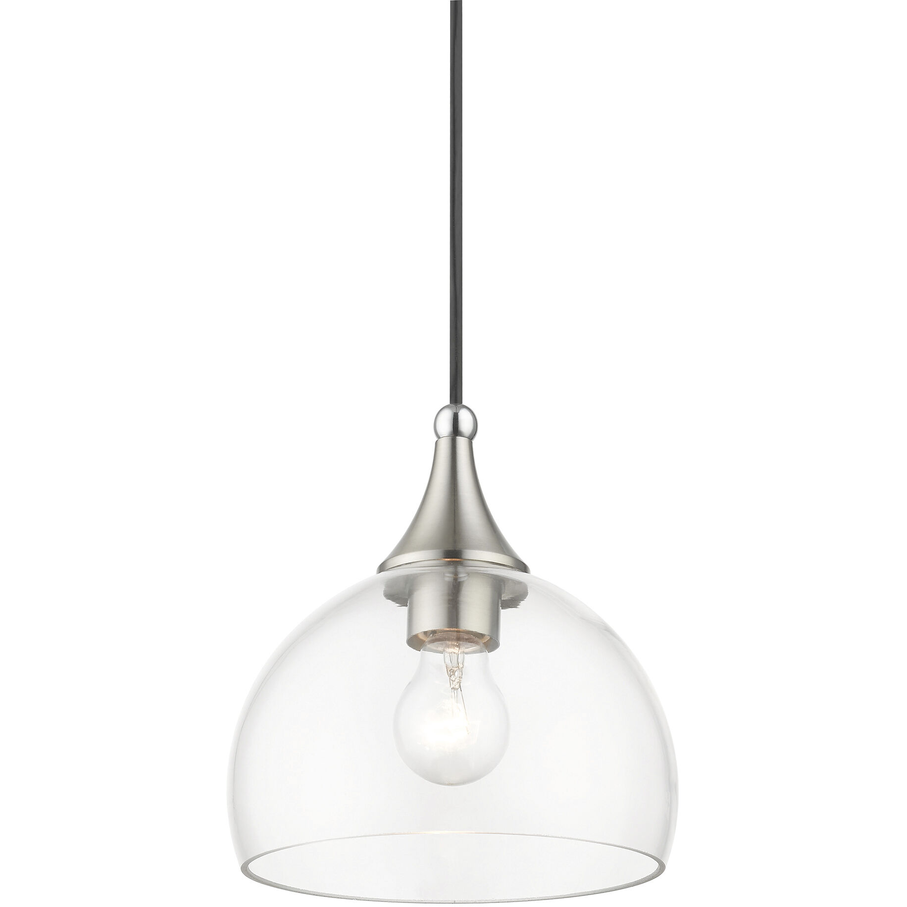 Glendon 1 Light 8.25 inch Brushed Nickel with Polished Chrome Finish Accents Glass Pendant Ceiling Light in Brushed Nickel & Polished Chrome