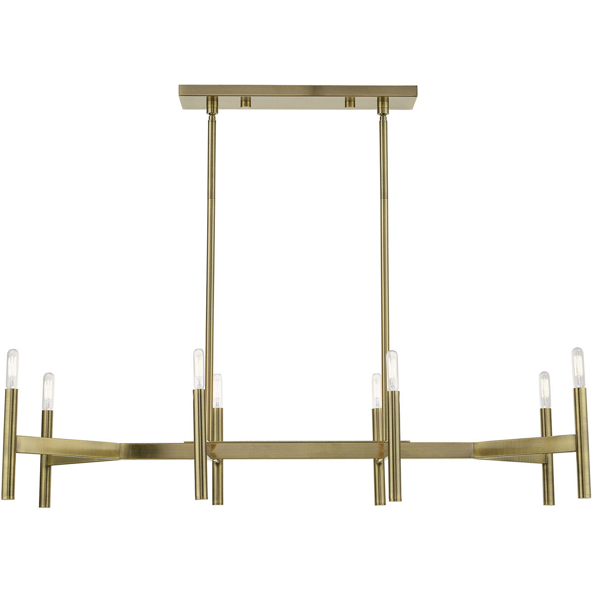 Copenhagen 8 Light 40 inch Antique Brass Linear Chandelier Ceiling Light