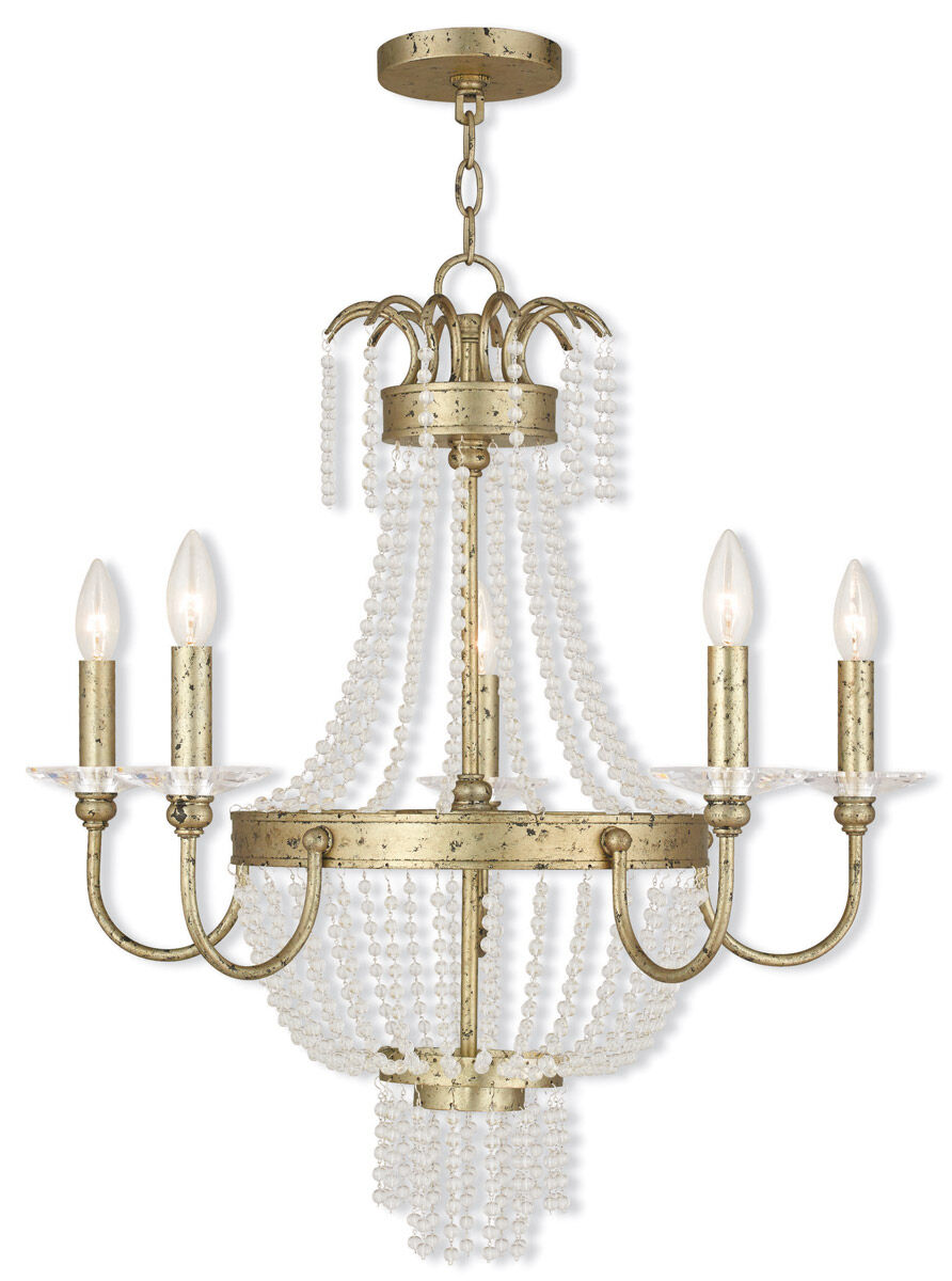 Valentina 5 Light 26 inch Hand Applied Winter Gold Chandelier Ceiling Light