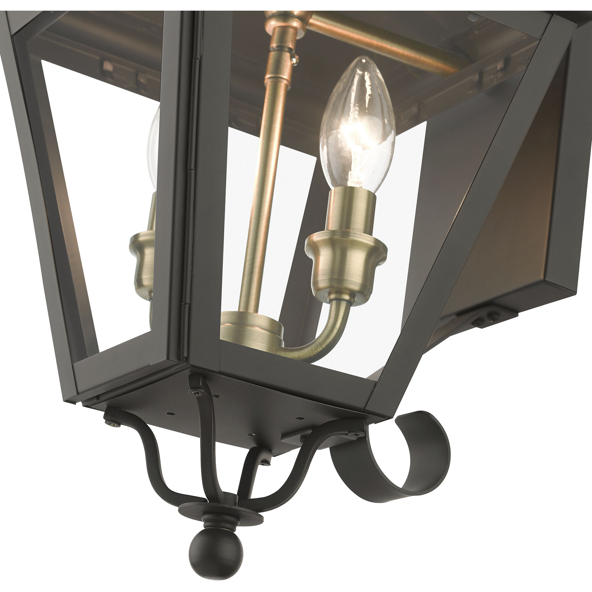 Adams 2 Light 21.5 inch Bronze with Antique Brass Finish Cluster Outdoor Wall Lantern in Bronze with Antique Brass Accent, Medium