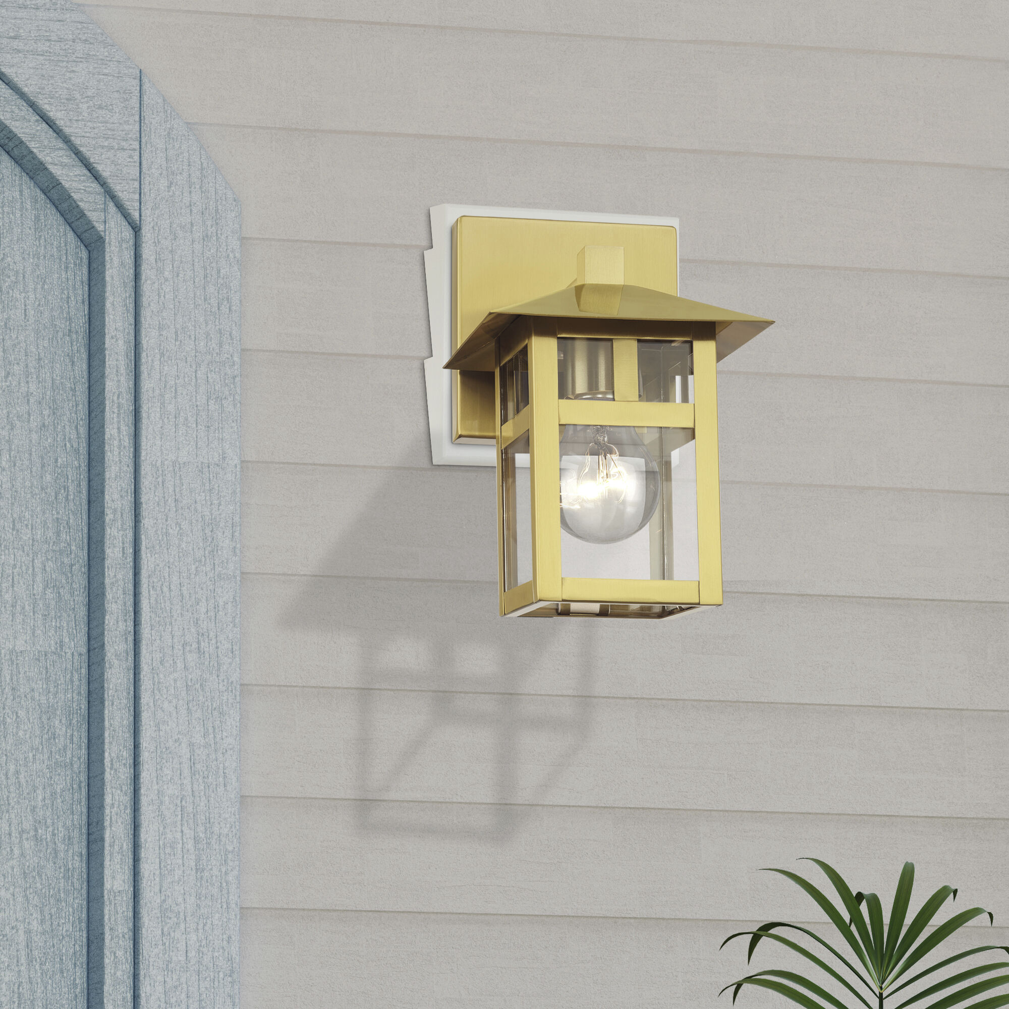 Crestlake 1 Light 8.5 inch Satin Gold Outdoor Wall Lantern