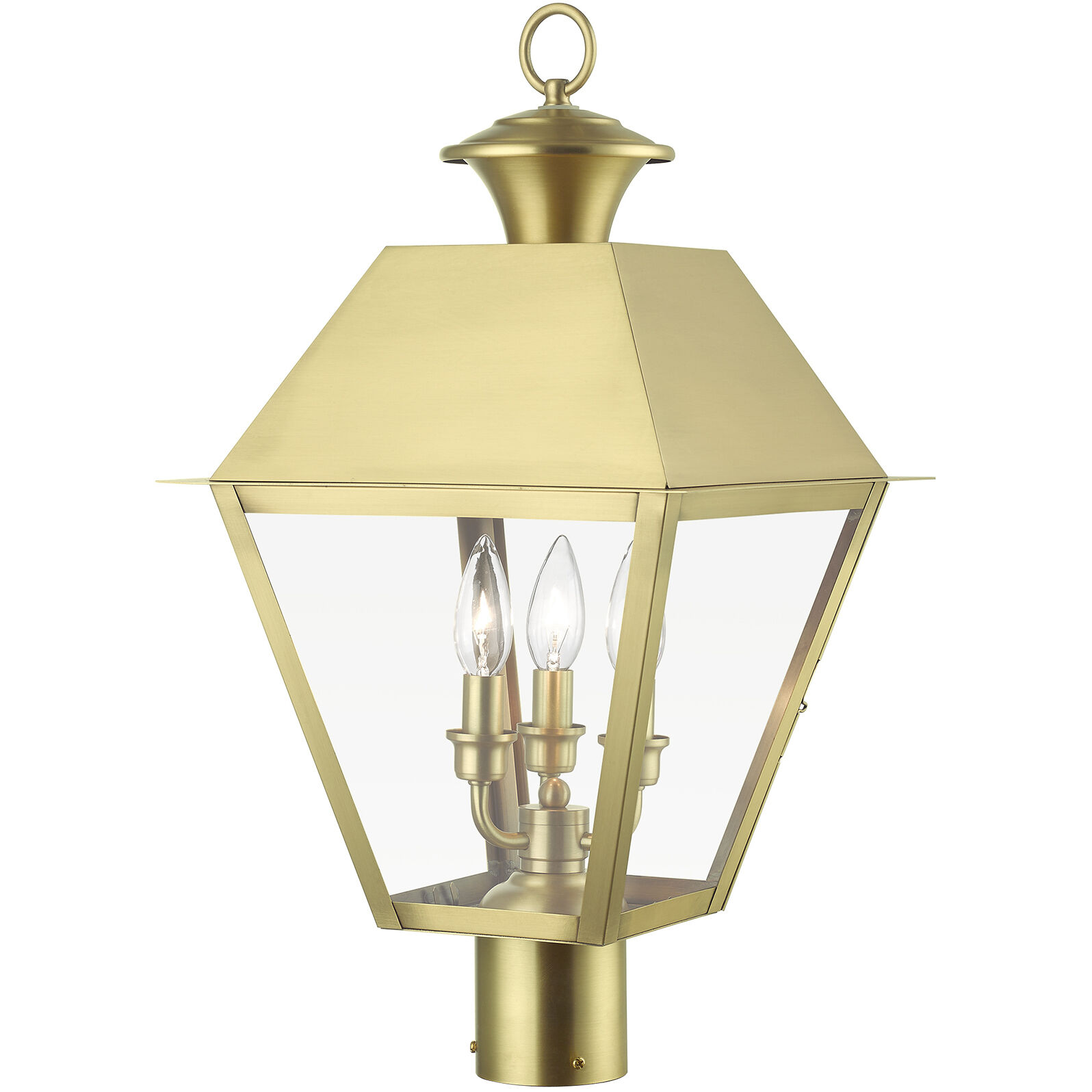 Wentworth 3 Light 22 inch Natural Brass Outdoor Post Top Lantern, Large