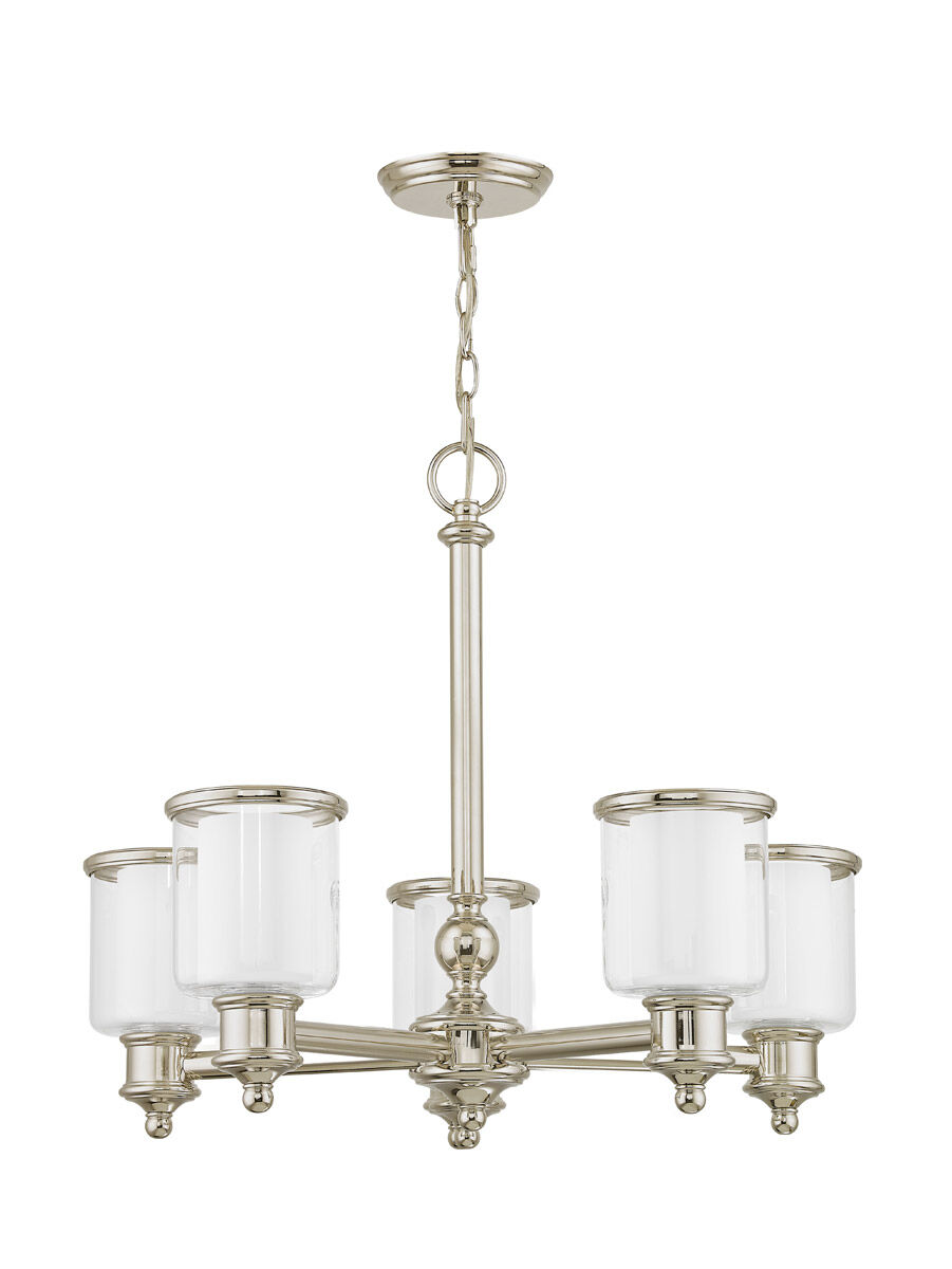 Middlebush 5 Light 25 inch Polished Nickel Chandelier Ceiling Light
