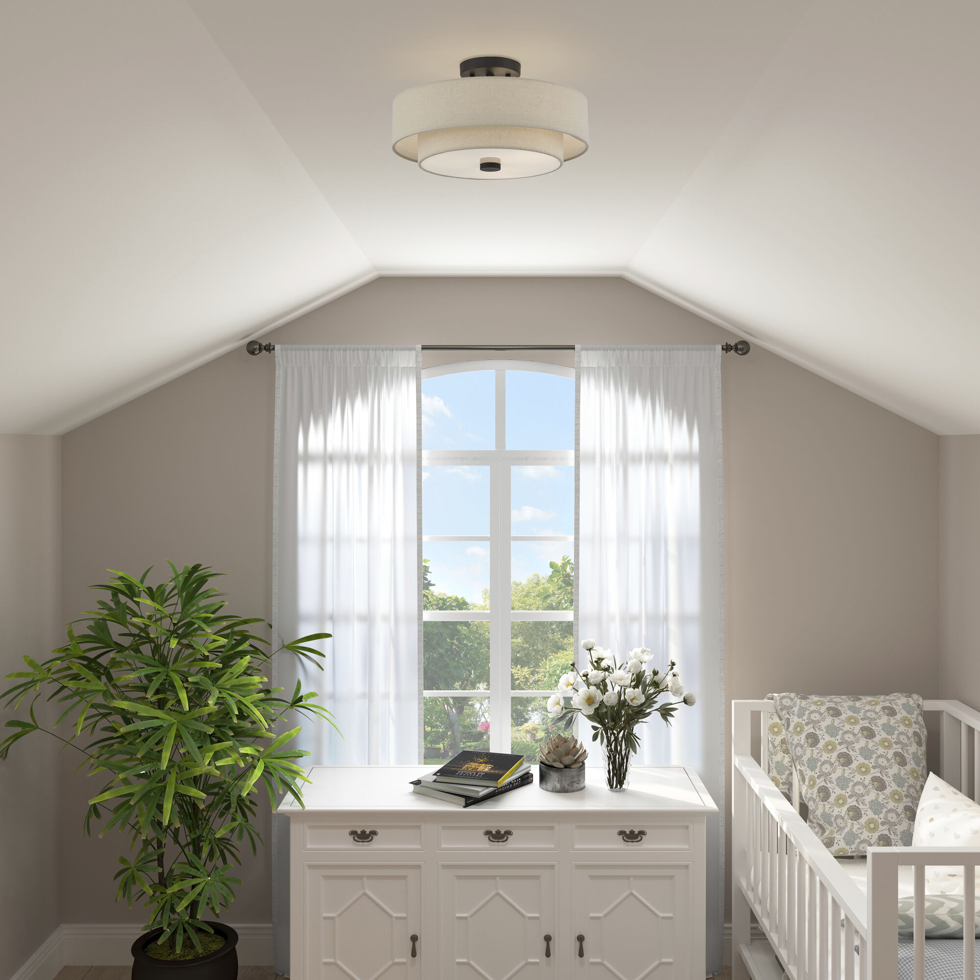 Bellingham 3 Light 15 inch Bronze Semi Flush Mount Ceiling Light, Large