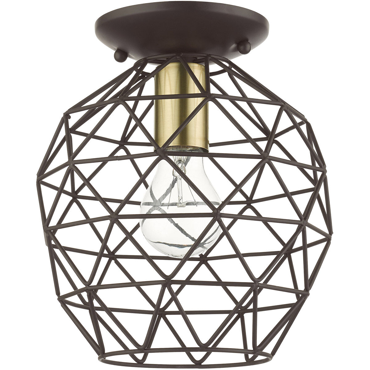 Geometrix 1 Light 8 inch Bronze Flush Mount Ceiling Light