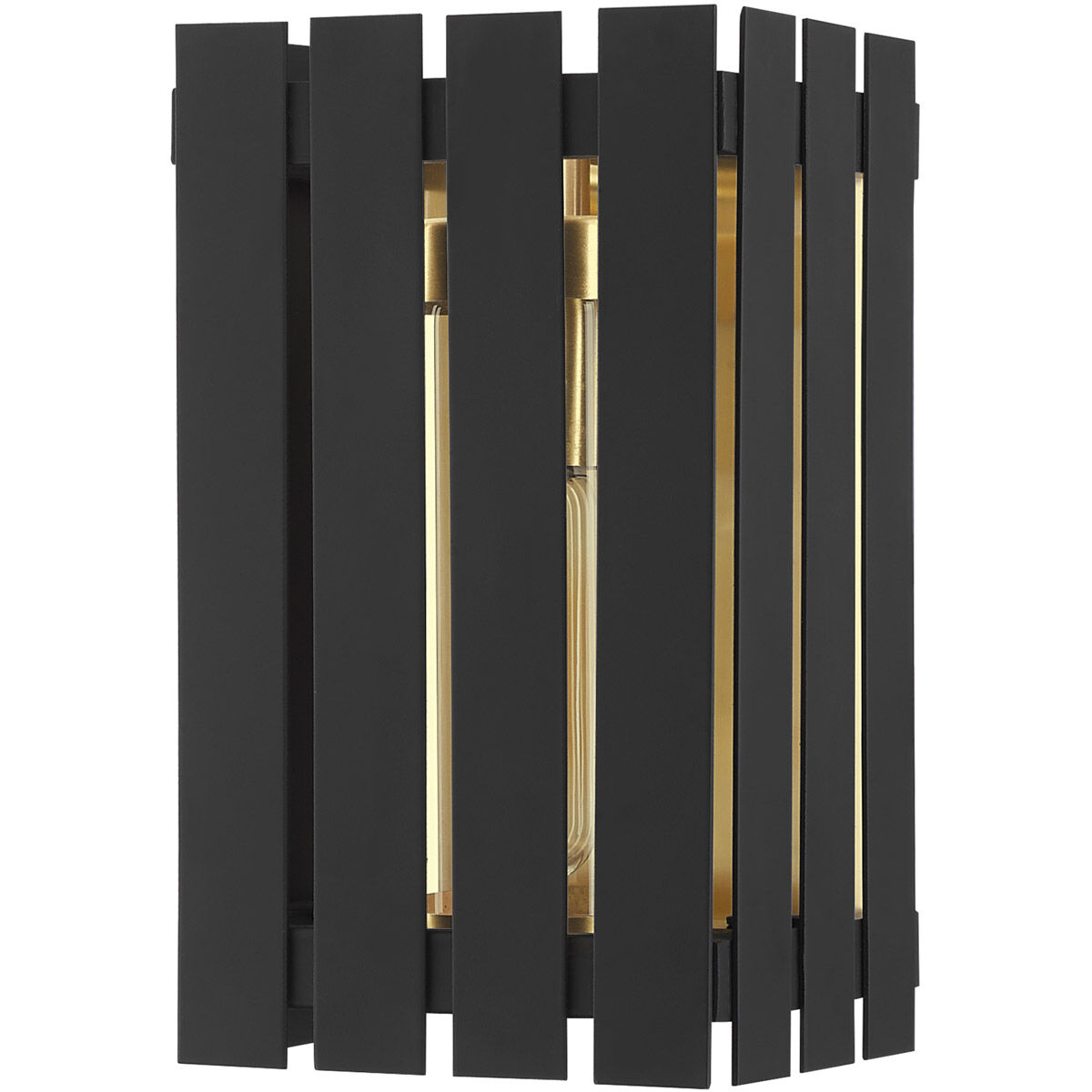 Greenwich 1 Light 10 inch Black with Satin Brass Accents Outdoor Wall Lantern