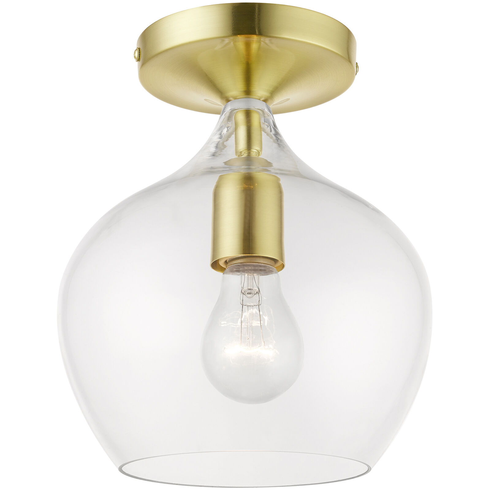 Aldrich 1 Light 8 inch Satin Brass with Polished Brass Accent Semi-Flush Ceiling Light