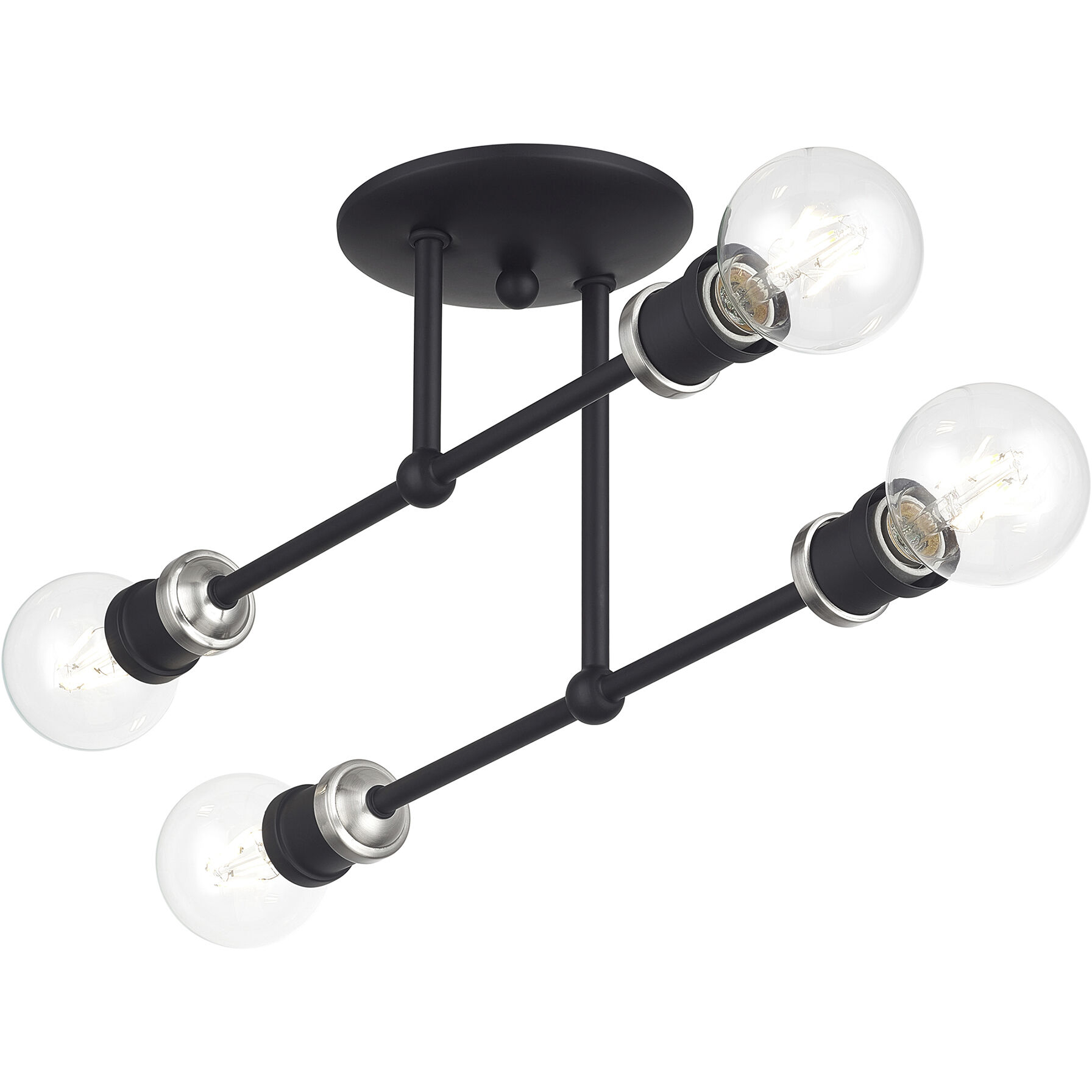 Delacroix 4 Light 17 inch Black with Brushed Nickel Accents Semi-Flush Ceiling Light
