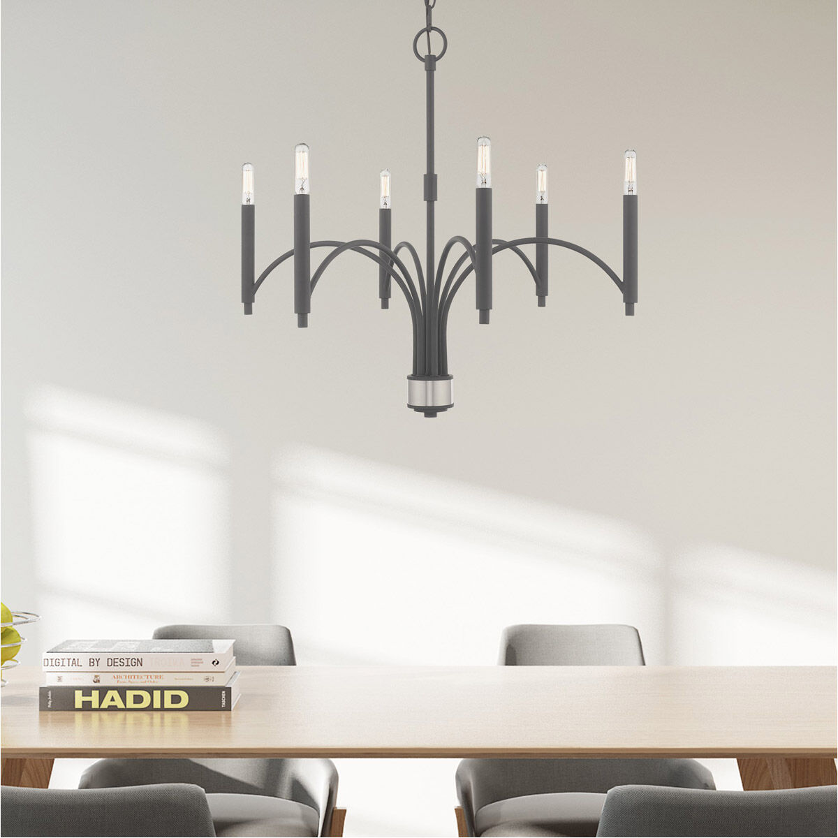 Wisteria 6 Light 26 inch Scandinavian Gray Chandelier Ceiling Light