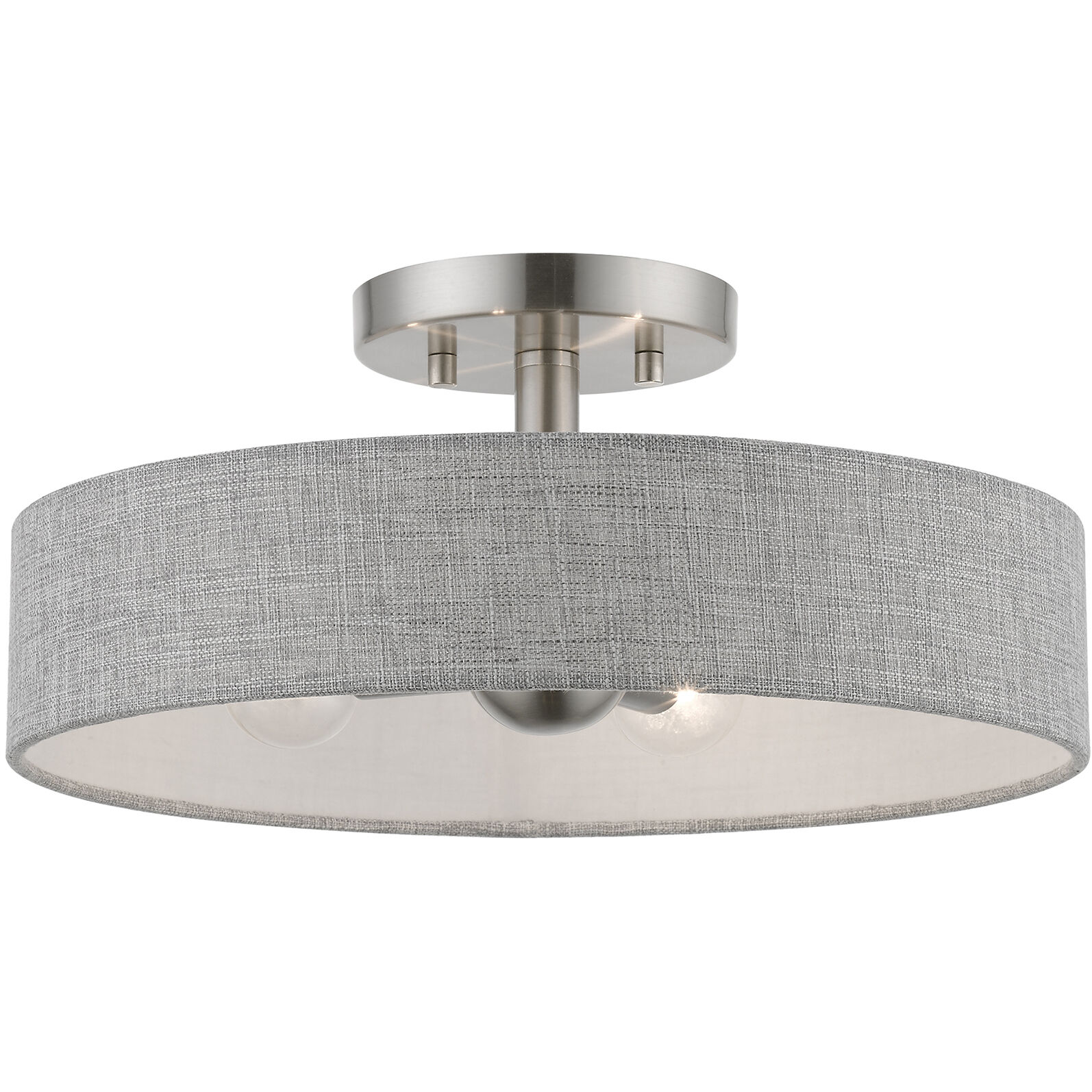 Elmhurst 4 Light 14 inch Brushed Nickel with Shiny White Accents Semi-Flush Ceiling Light