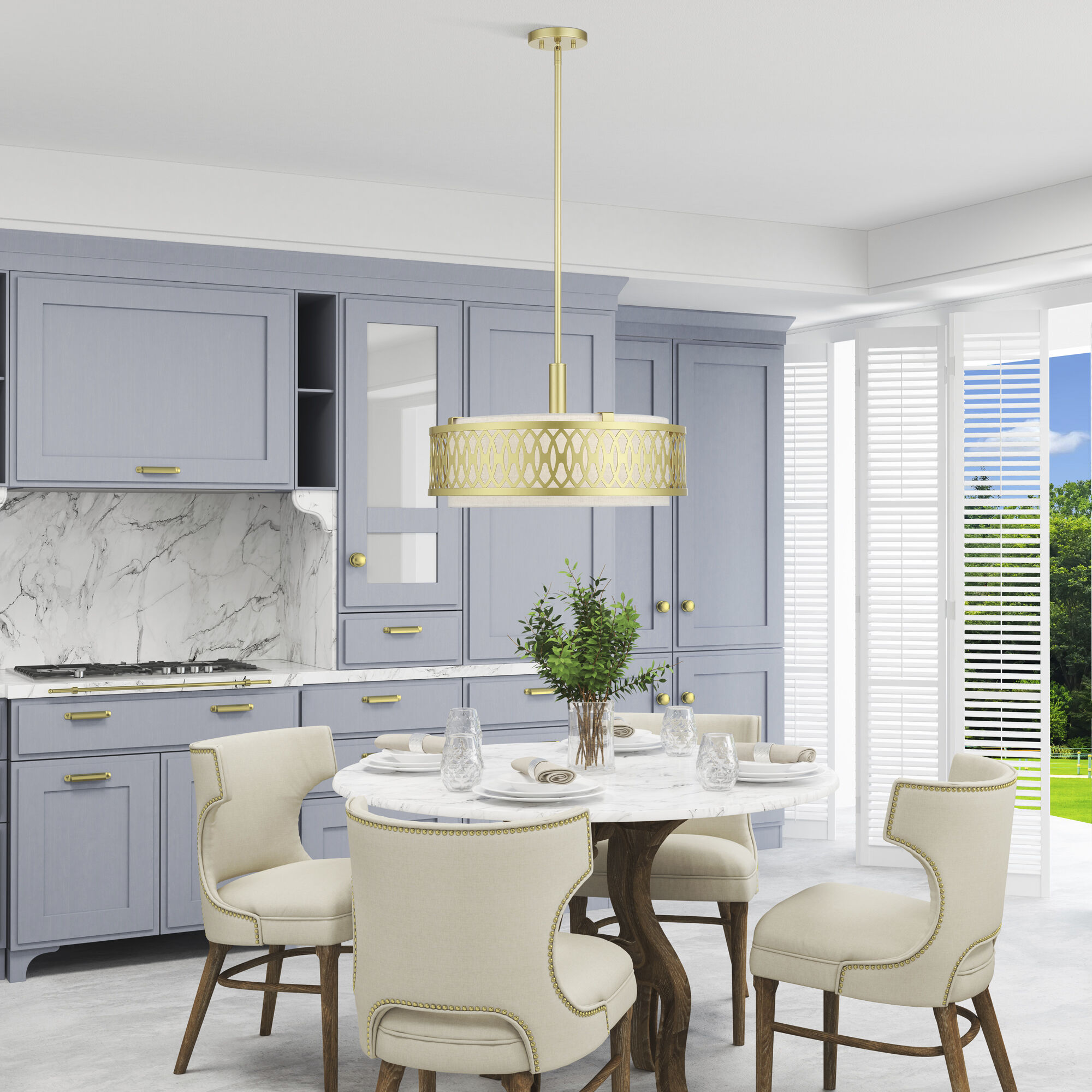 Vistaview 4 Light 21 inch Soft Gold Pendant Chandelier Ceiling Light