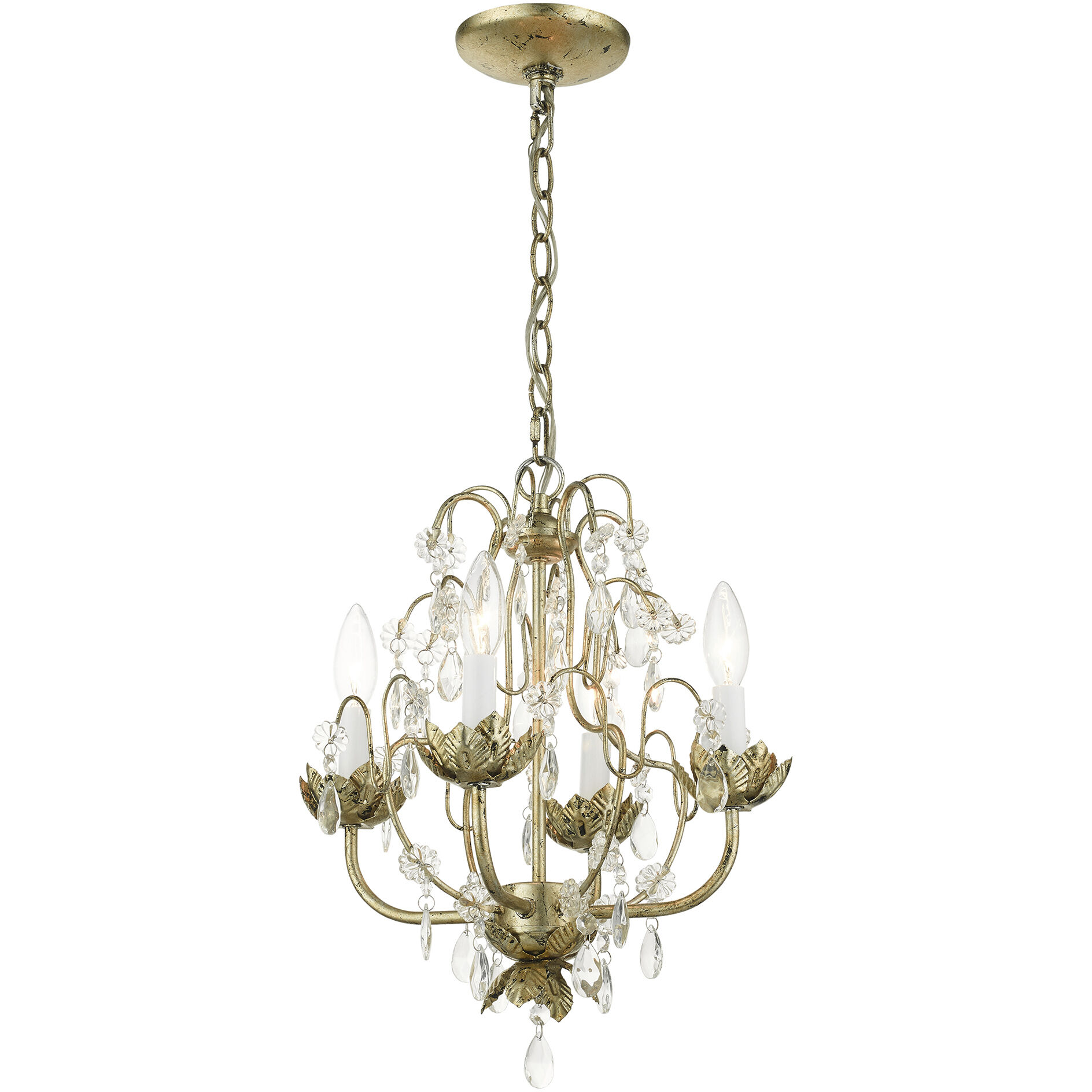 Acanthus 4 Light 14 inch Winter Gold Chandelier Ceiling Light