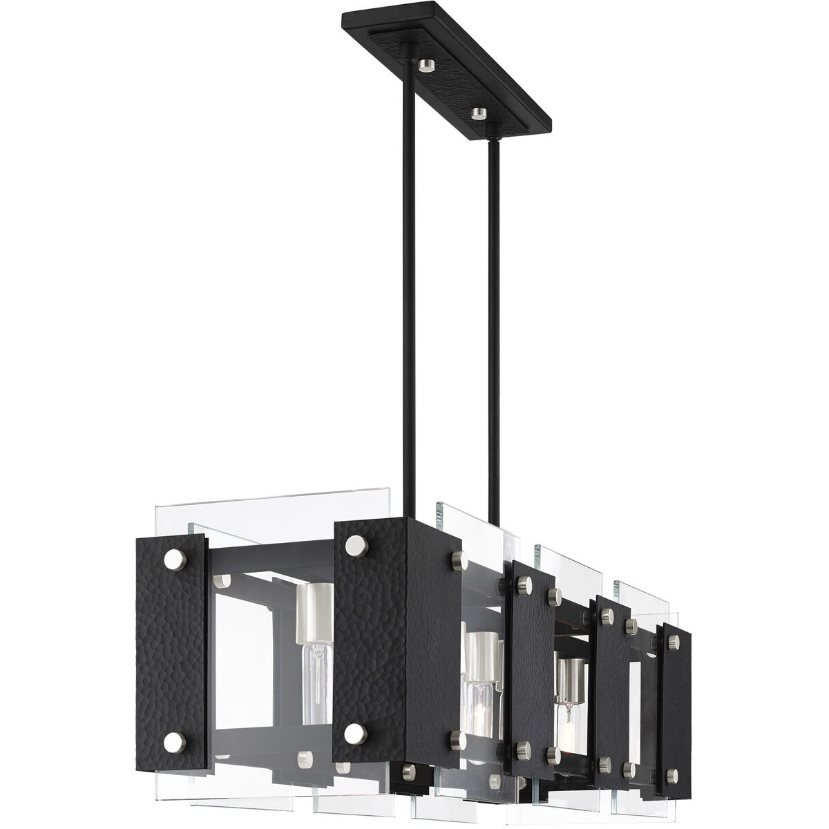 Barcelona 8 Light 44 inch Black with Brushed Nickel Accents Linear Chandelier Ceiling Light