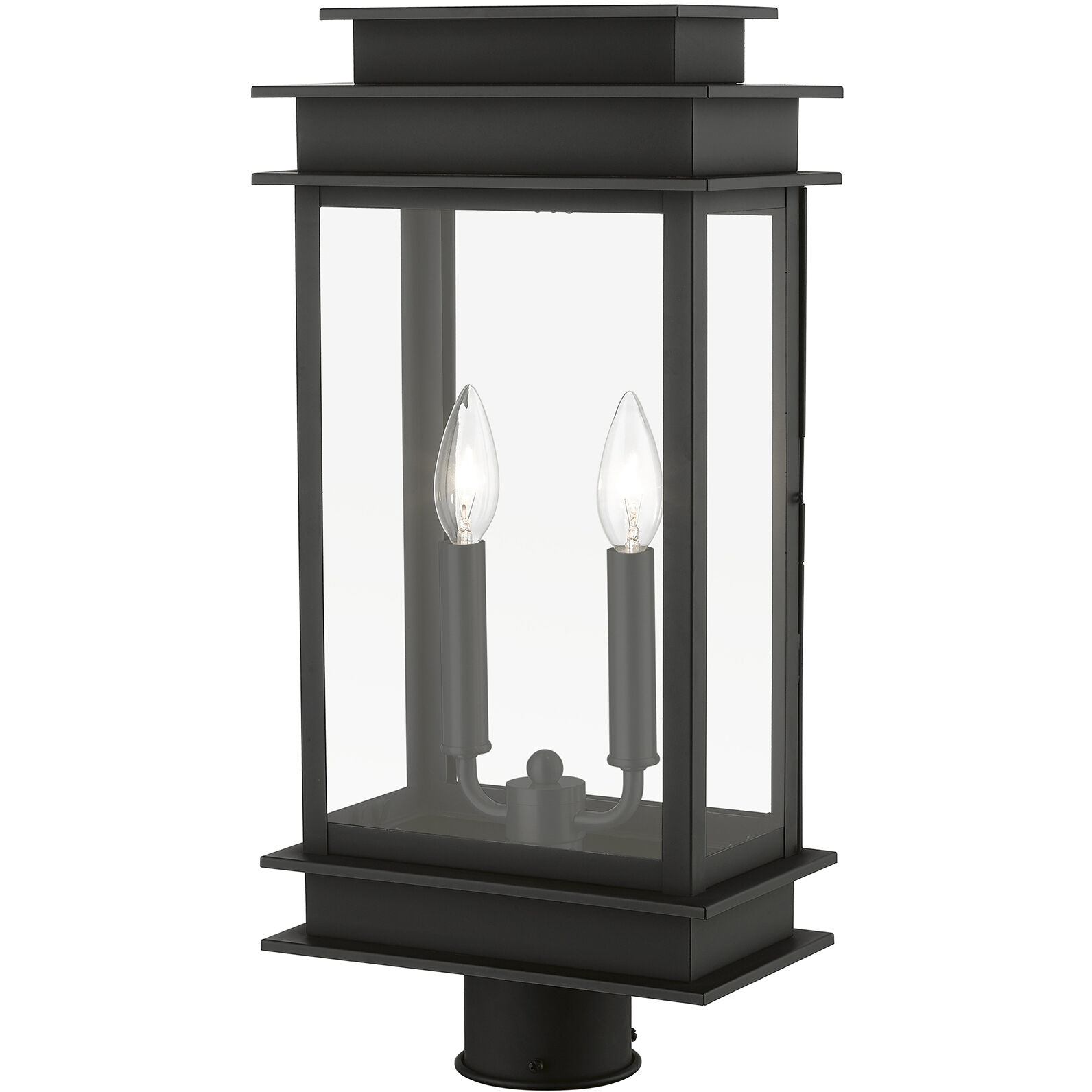 Princeton 2 Light 21 inch Black with Polished Chrome Outdoor Post Top Lantern, Large