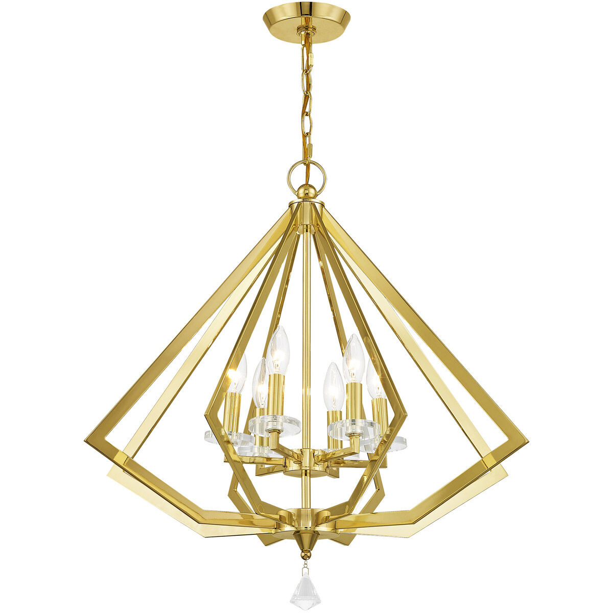 Diamond 6 Light 25 inch Polished Brass Chandelier Ceiling Light