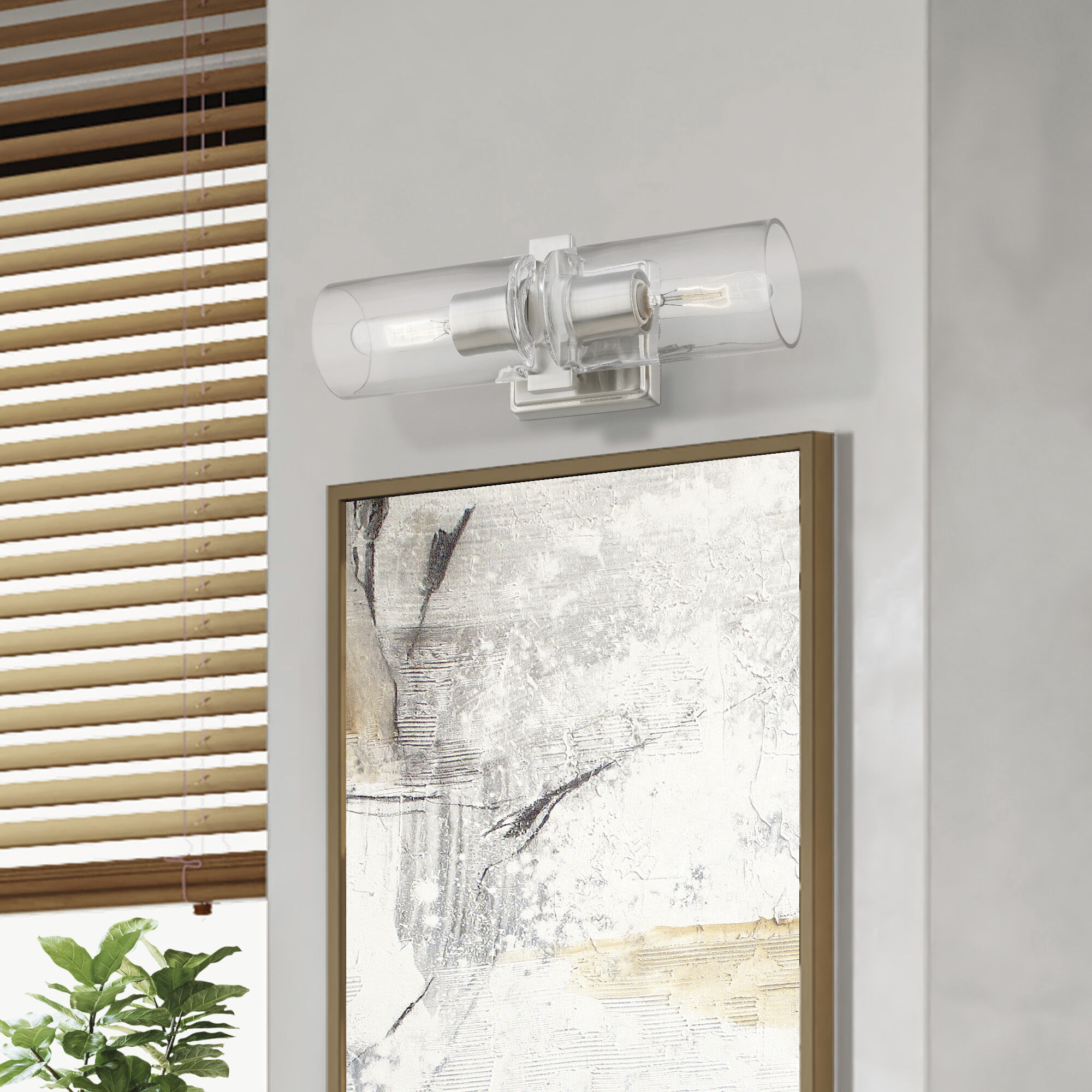 Clarion 2 Light 5 inch Brushed Nickel Vanity Sconce Wall Light