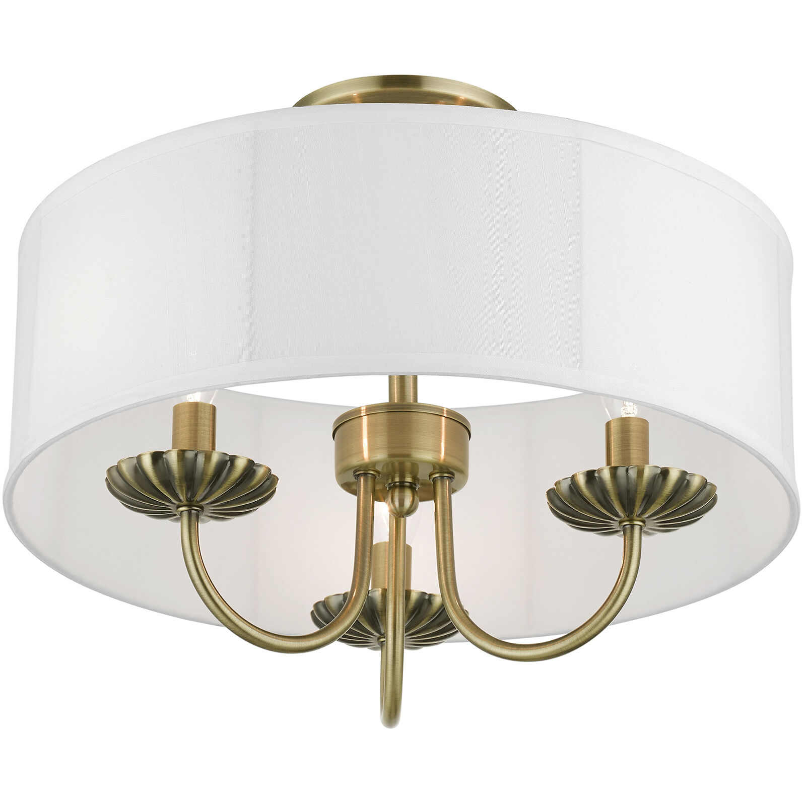 Brookdale 3 Light 16 inch Antique Brass Semi-Flush Mount Ceiling Light