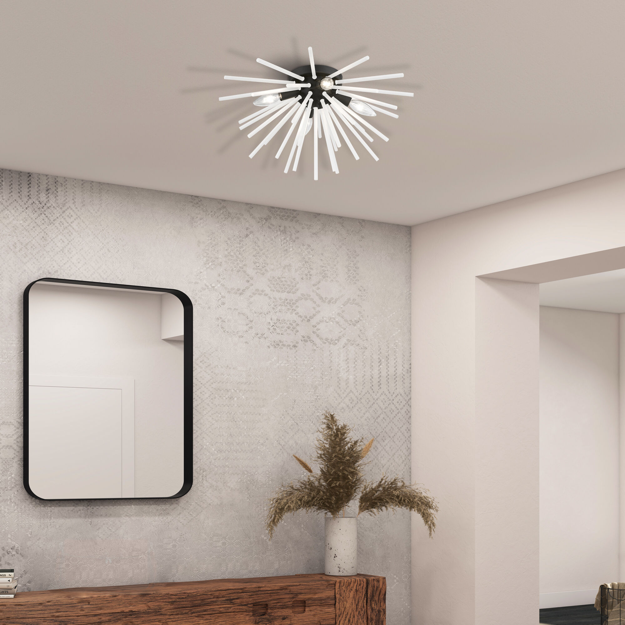 Uptown 4 Light 20 inch Black Flush Mount Ceiling Light