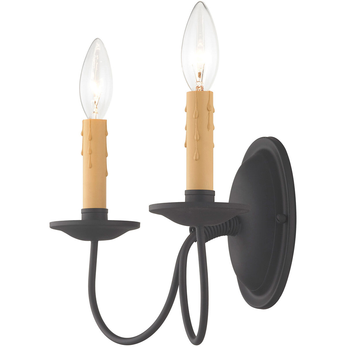 Heritage 2 Light 12 inch Black Wall Sconce Wall Light