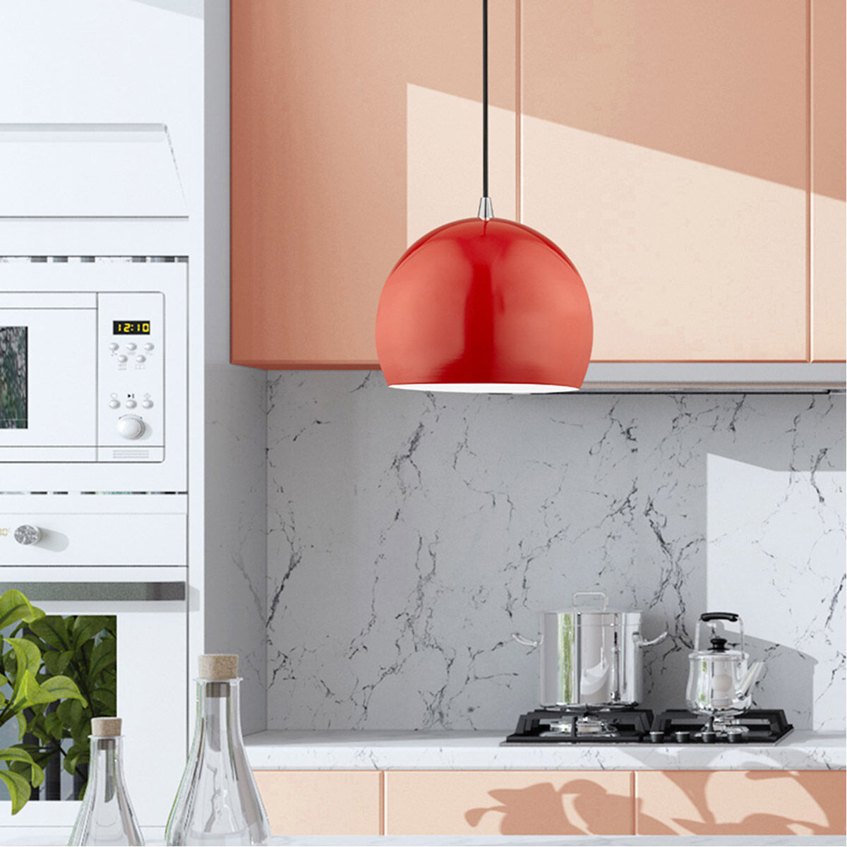 Allison 1 Light 10 inch Shiny Red Mini Pendant Ceiling Light