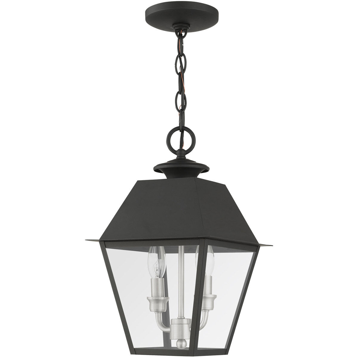 Mansfield 2 Light 9 inch Black Outdoor Pendant Lantern