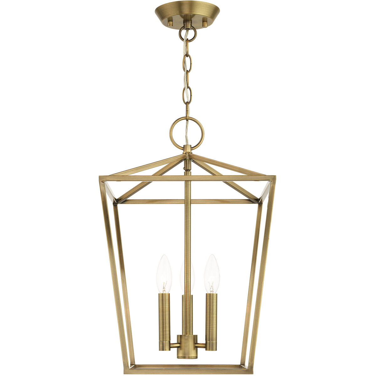 Devone 3 Light 13 inch Antique Brass Convertible Semi Flush/Lantern Ceiling Light