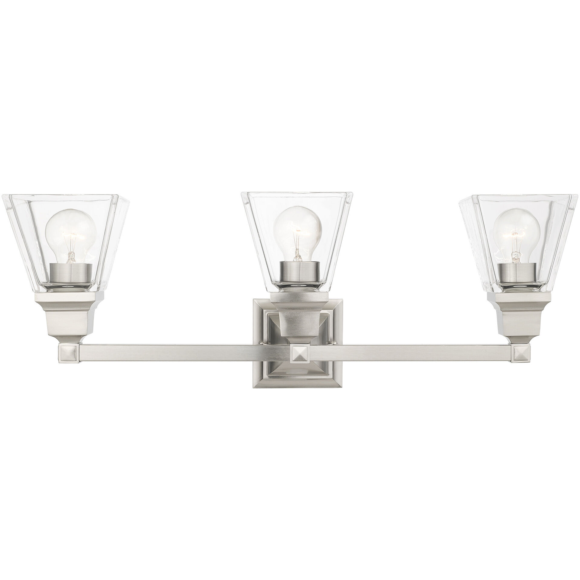 Mission 3 Light 25 inch Brushed Nickel Vanity Sconce Wall Light