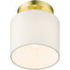 Meridian 1 Light 7 inch Satin Brass Semi Flush Ceiling Light