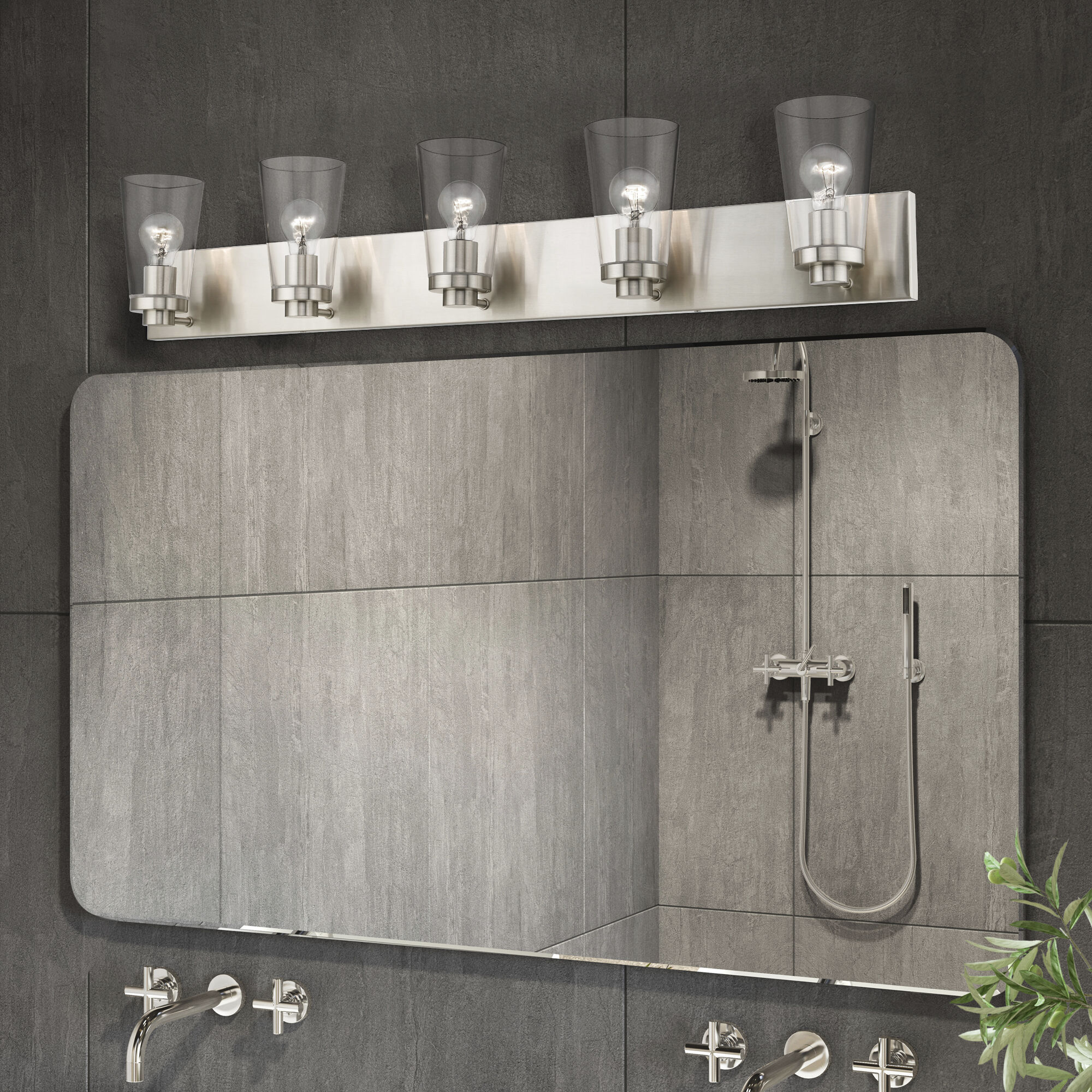 Cityview 5 Light 40 inch Brushed Nickel Vanity Sconce Wall Light, Extra Large