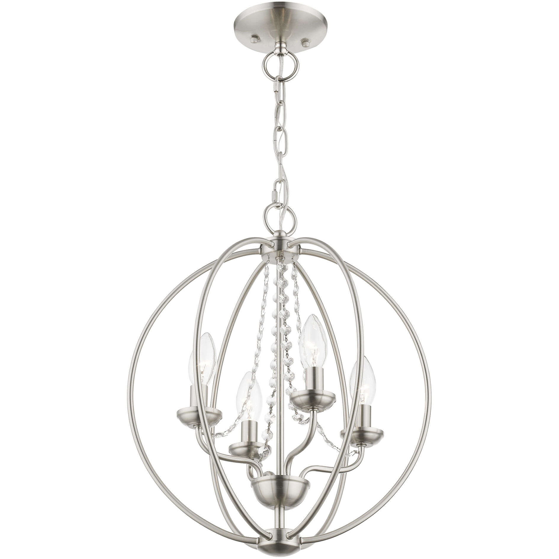 Arabella 4 Light 15 inch Brushed Nickel Convertible Chandelier/ Semi-Flush Ceiling Light, Globe