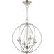 Arabella 4 Light 15 inch Brushed Nickel Convertible Chandelier/ Semi-Flush Ceiling Light, Globe