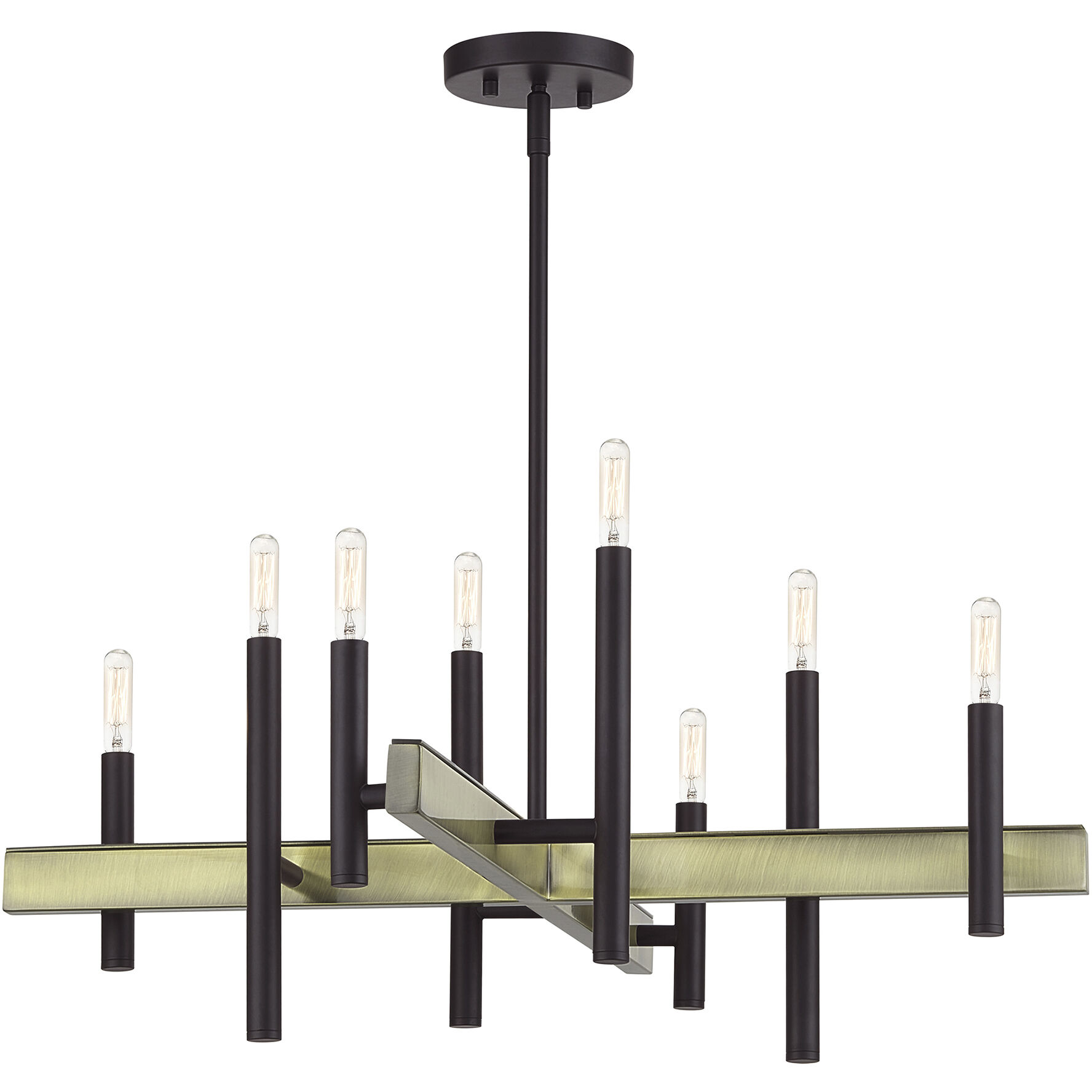 Denmark 8 Light 28 inch Bronze with Antique Brass Accents Chandelier Ceiling Light