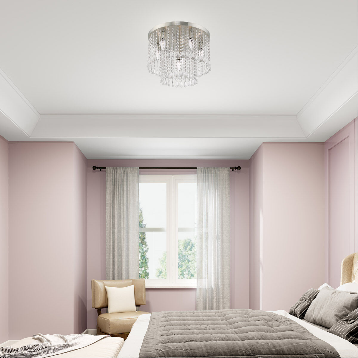 Elizabeth 6 Light 18 inch Brushed Nickel Flush Mount Ceiling Light