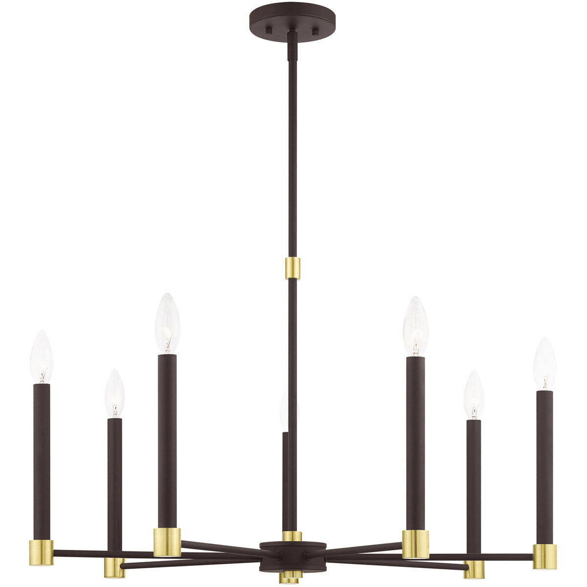 Karlstad 7 Light 28 inch Bronze with Satin Brass Accents Chandelier Ceiling Light