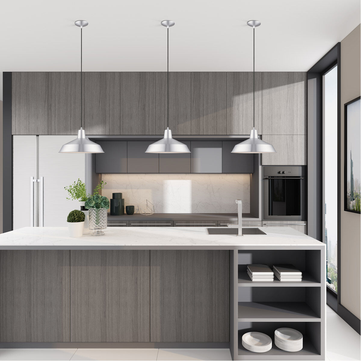 Allison 1 Light 16 inch Brushed Aluminum Mini Pendant Ceiling Light