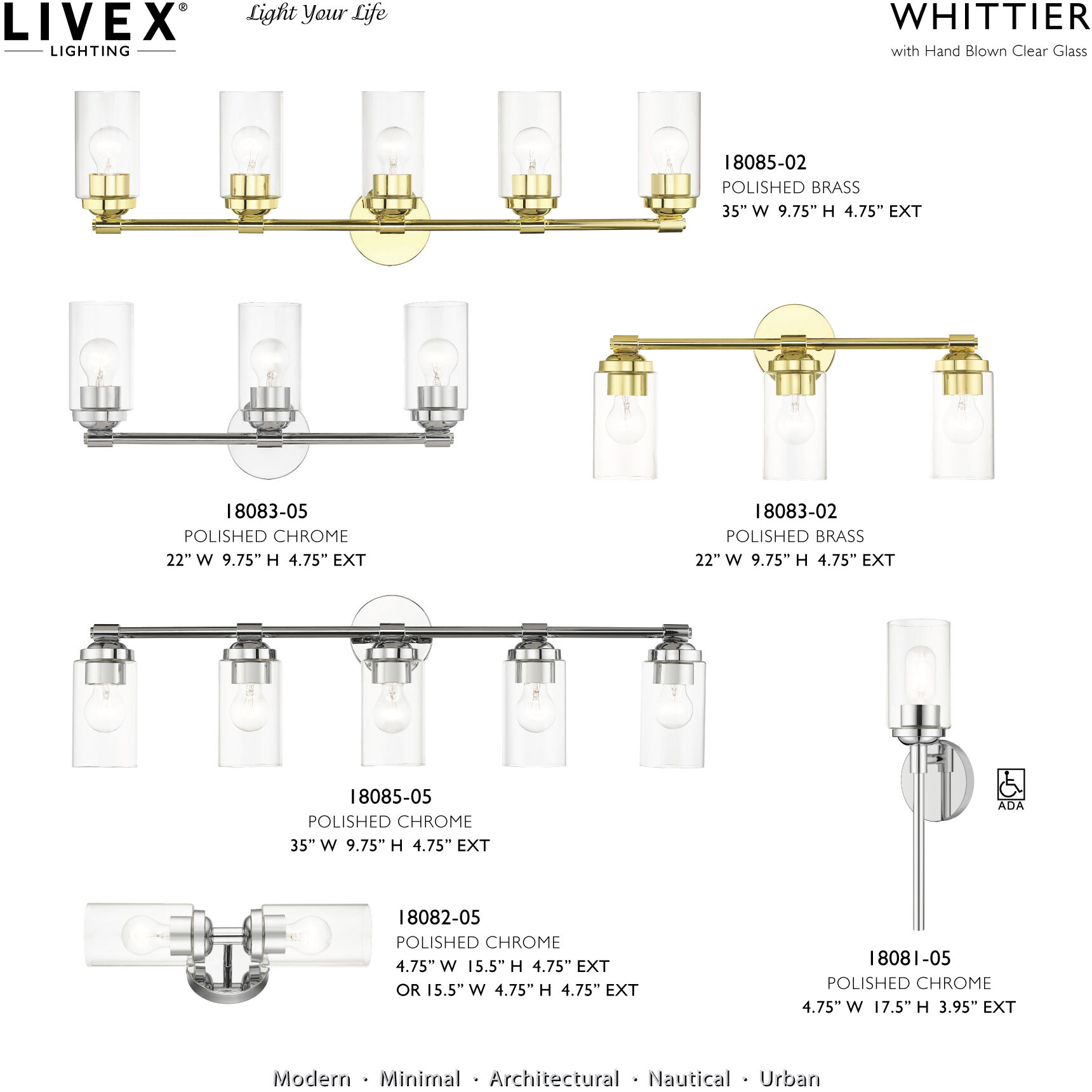 Whittier 3 Light 22 inch Polished Brass Vanity Sconce Wall Light