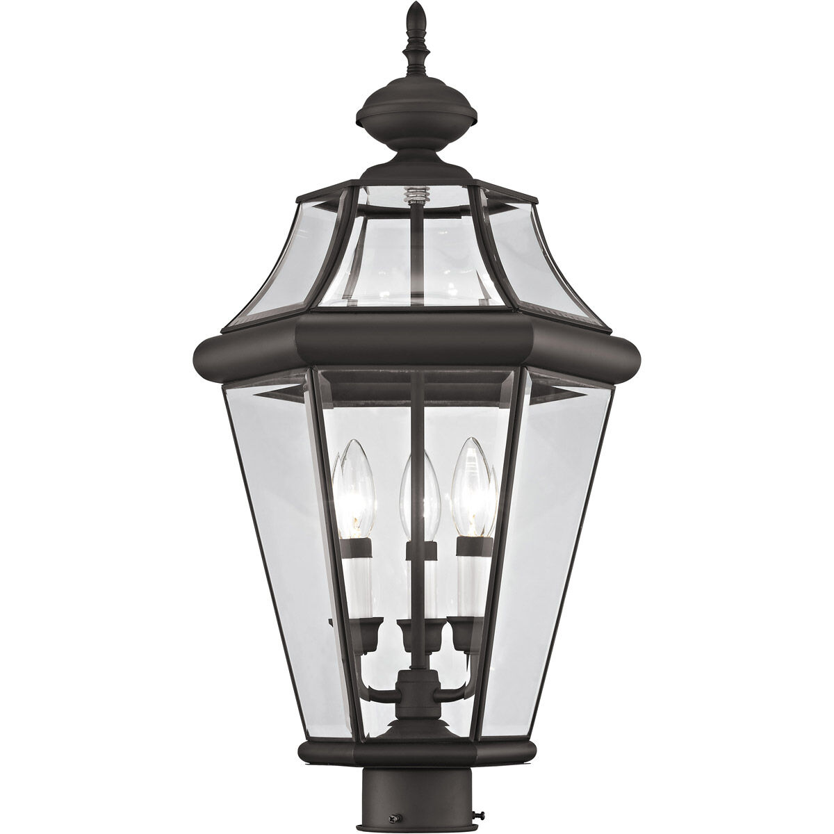 Georgetown 3 Light 23 inch Bronze Outdoor Post Top Lantern