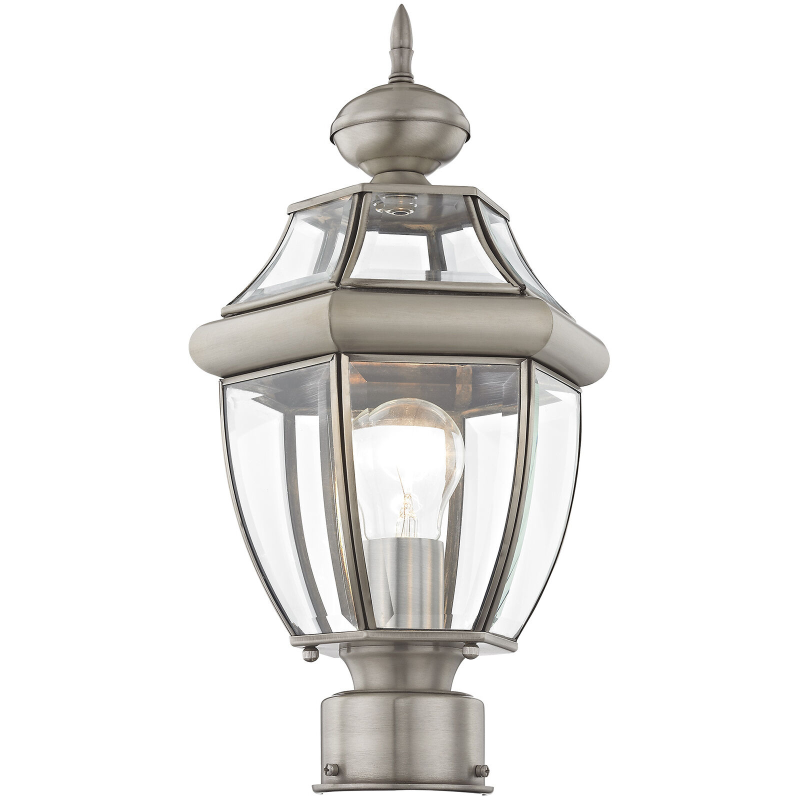 Monterey 1 Light 17 inch Brushed Nickel Outdoor Post Top Lantern