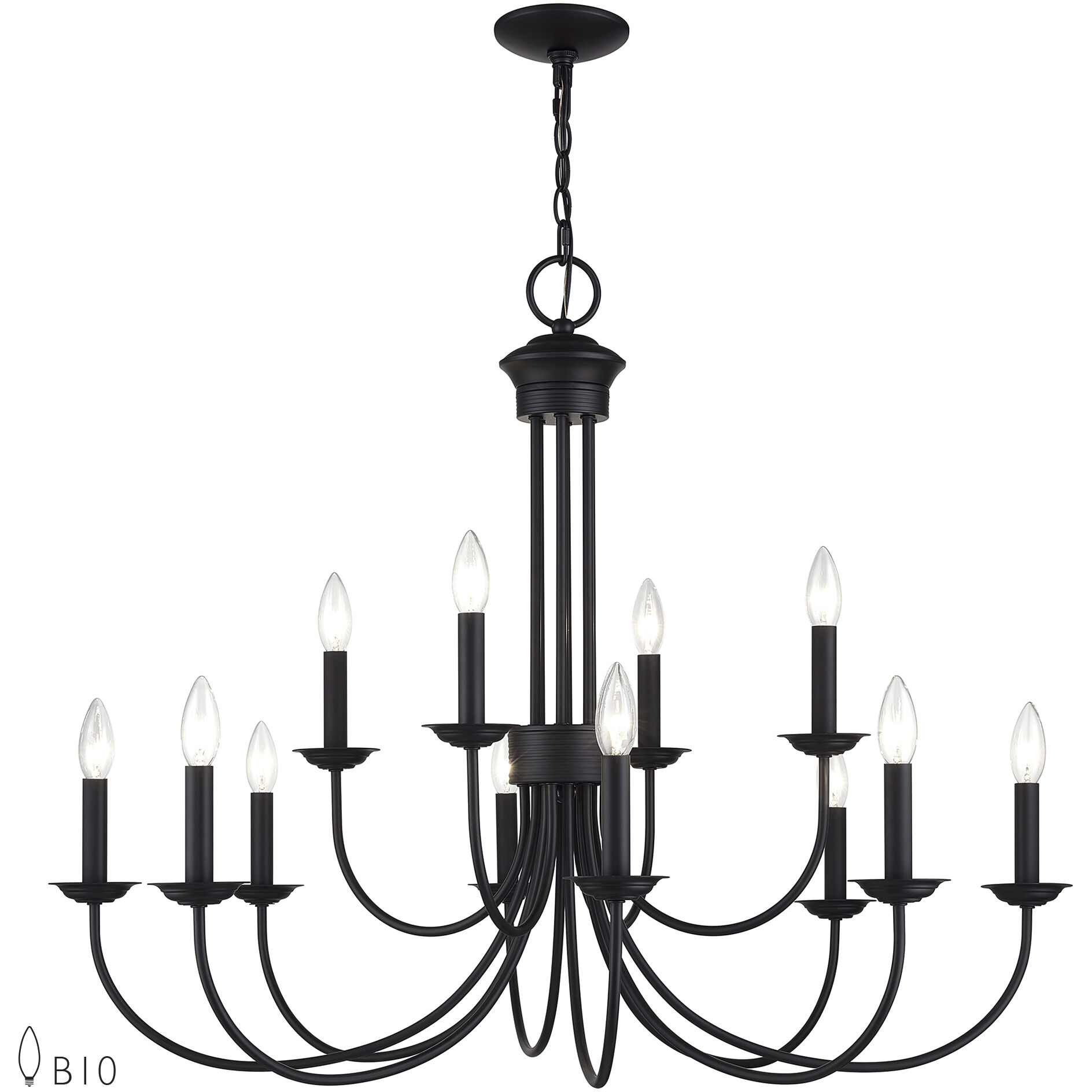 Estate 12 Light 36 inch Black 2-Tier Chandelier Ceiling Light