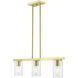 Clarion 3 Light 30 inch Satin Brass Linear Chandelier Ceiling Light