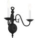 Williamsburg 2 Light 13 inch Black Sconce Wall Light