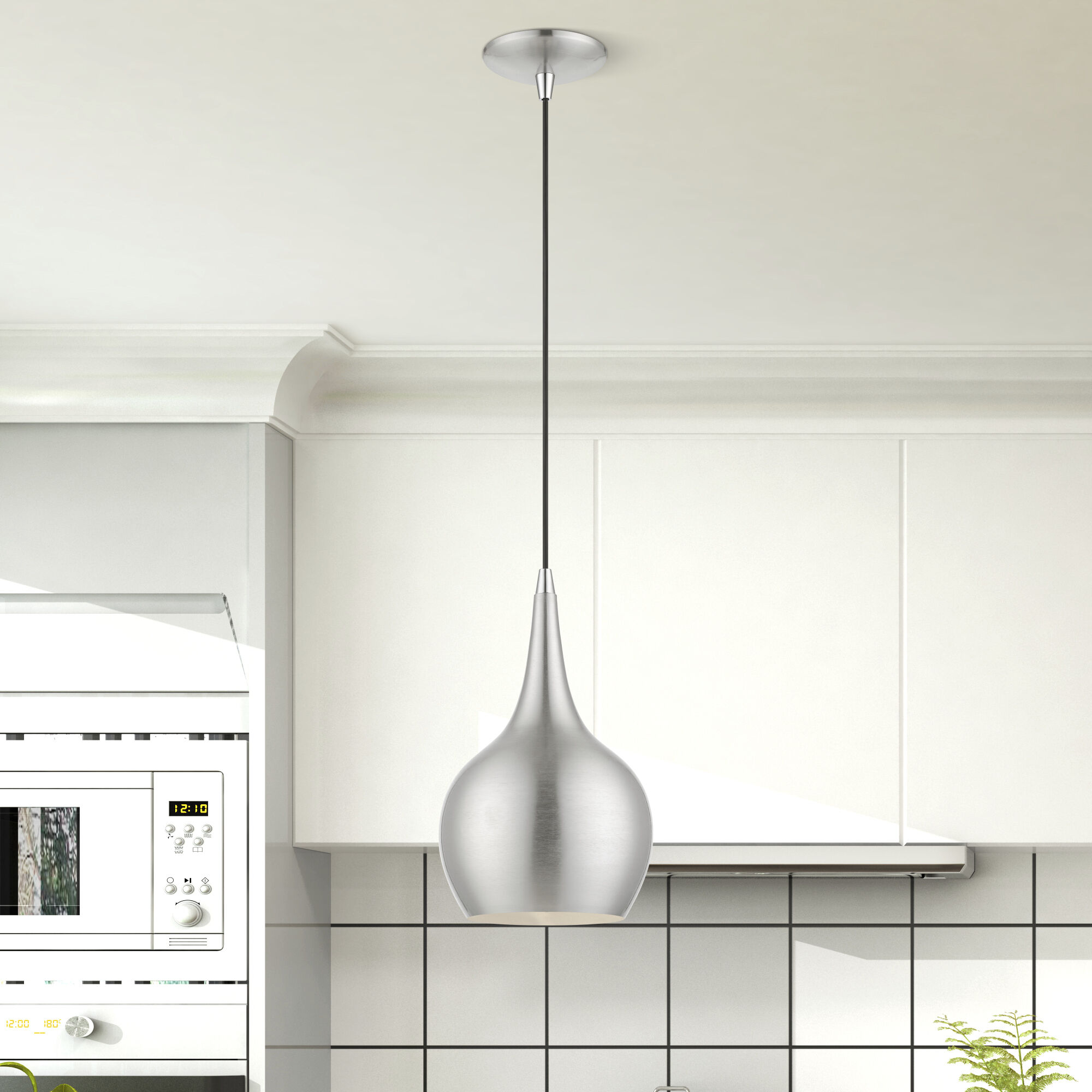 Andes 1 Light 7.75 inch Brushed Nickel with Polished Chrome Accents Mini Pendant Ceiling Light