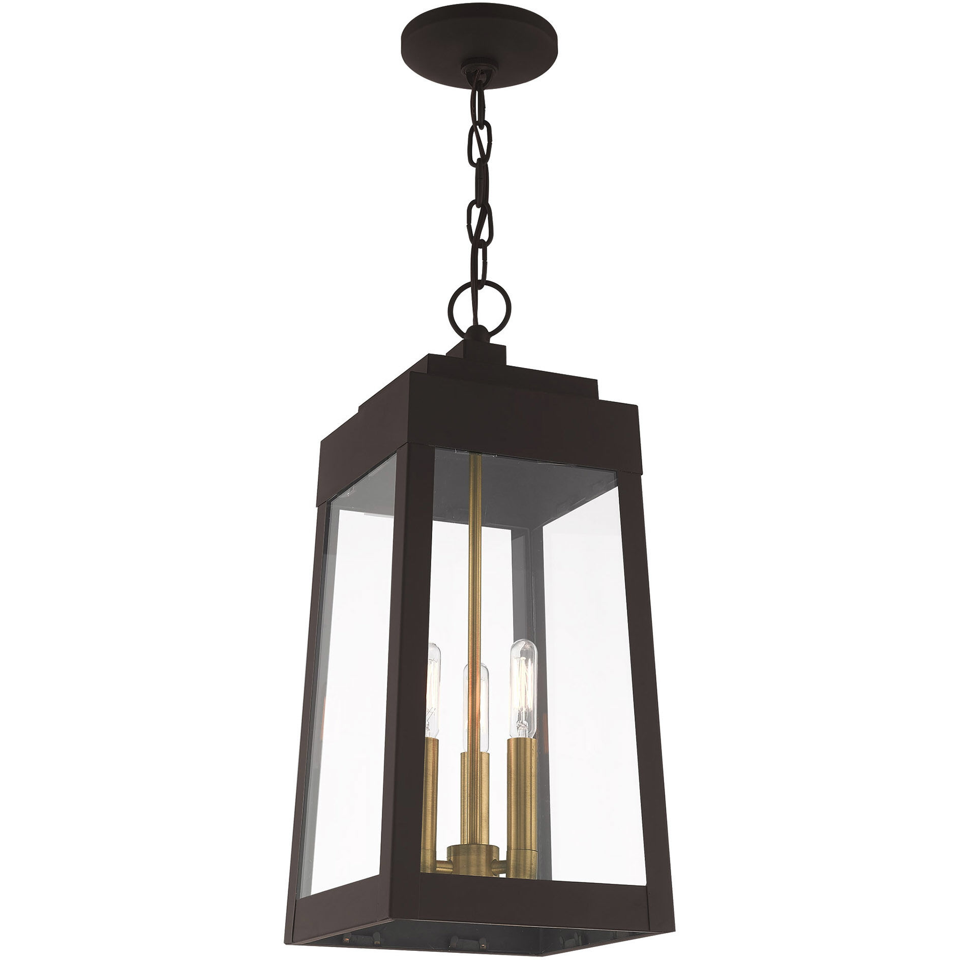 Oslo 3 Light 8.25 inch Bronze Outdoor Pendant Lantern