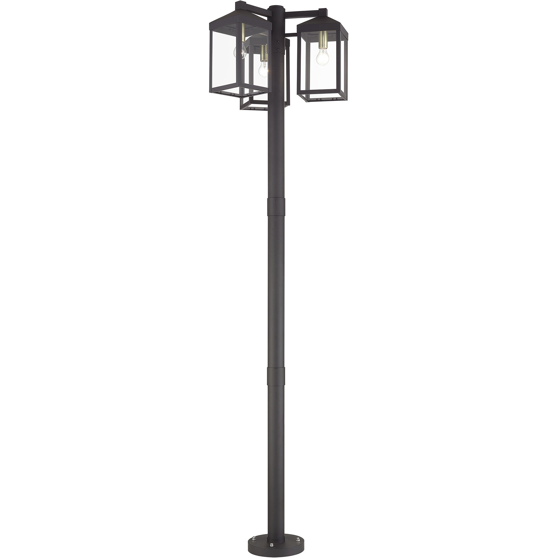 Nyack 3 Light 96.25 inch Bronze with Antique Brass Accents Outdoor 3 Head Post Light