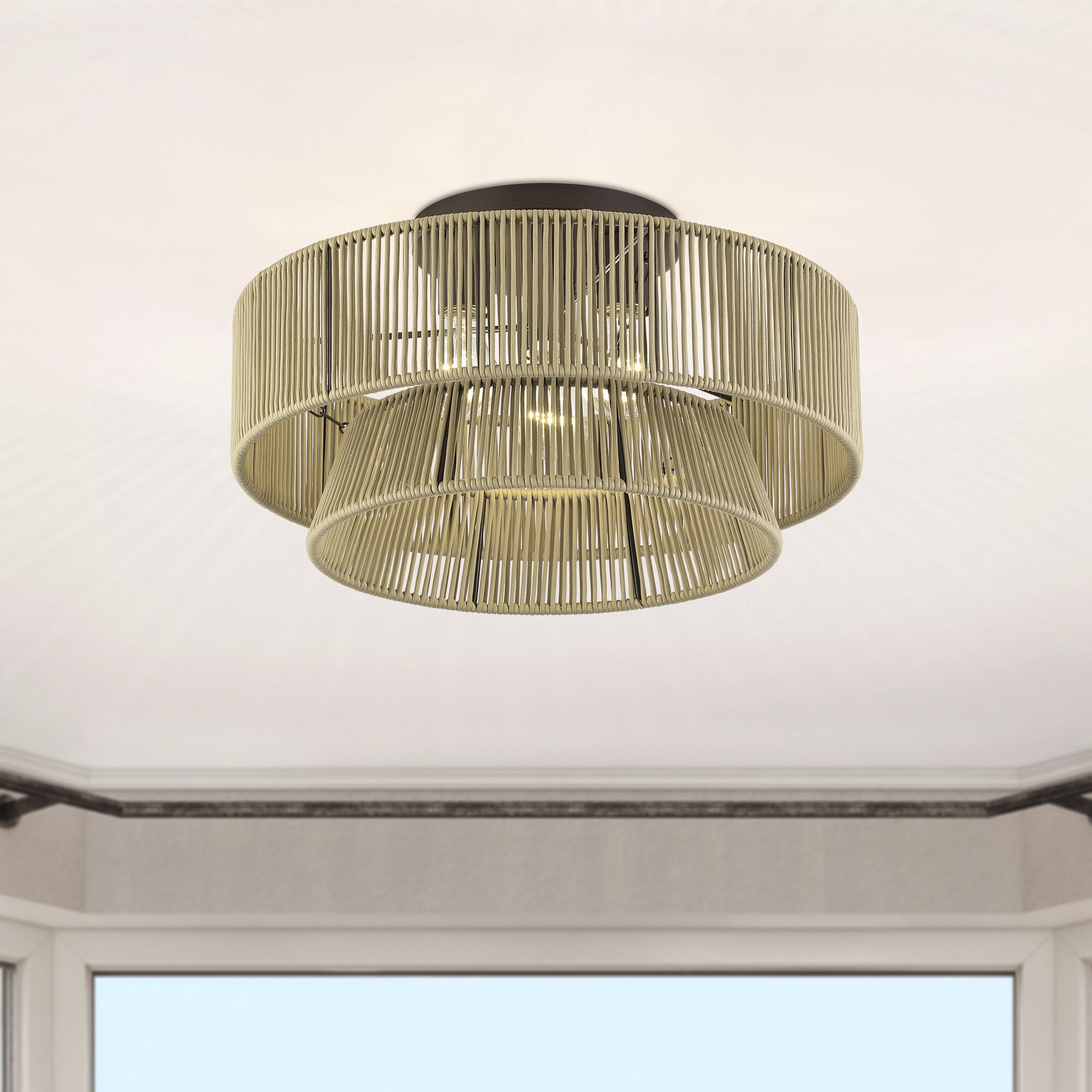 Florell 3 Light 18 inch English Bronze Semi Flush Mount Ceiling Light, Large